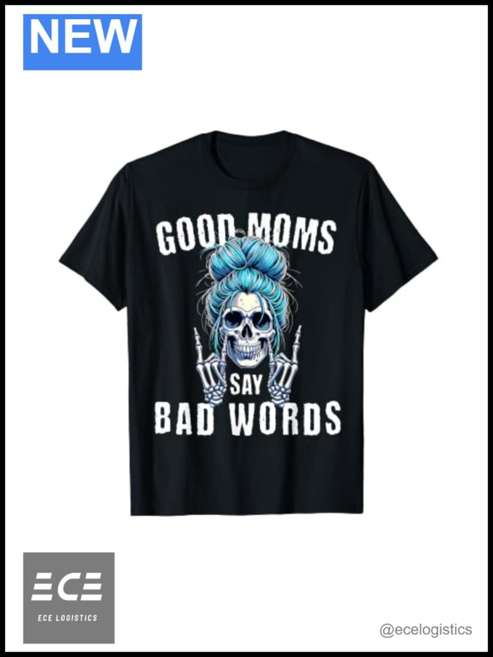 Skeleton Messy Hair Rock On Mom T-Shirt Cotton Short Sleeve